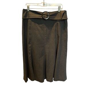 East 5th Women's Midi Skirt Gray with round silver belt buckle Size 12